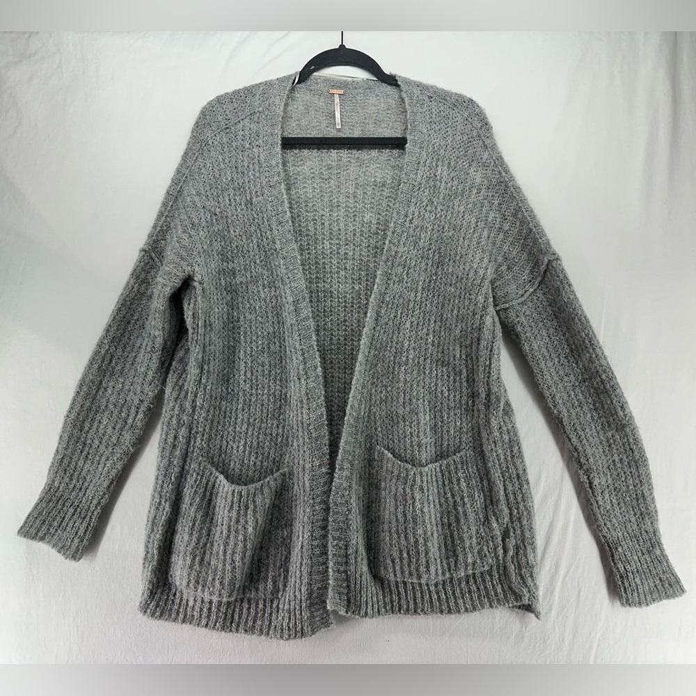 Free People Open Front Cardigan Women‎ Gray Alpaca Pockets Soft Lounge Casual XS